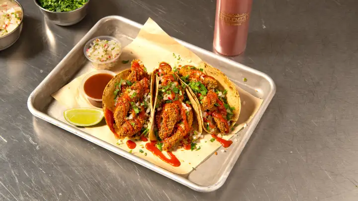 Al Pastor Fried Avocado Tacos